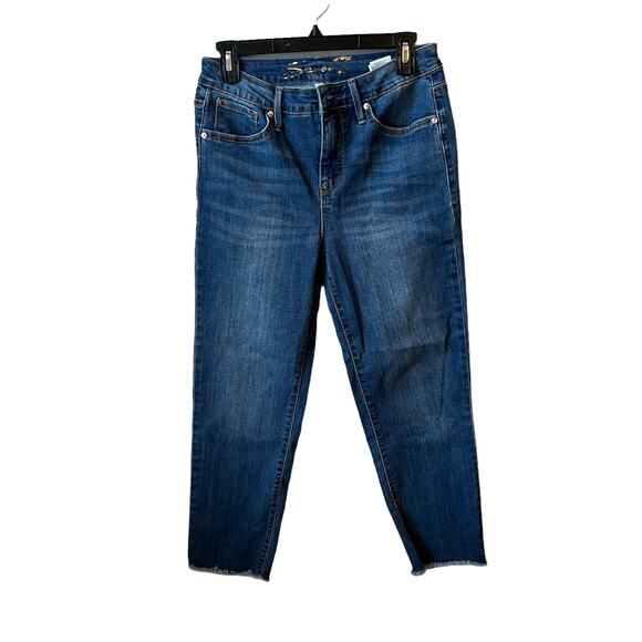 7 For All Mankind Tower Straight Crop Raw Hem Denim Jeans Size 4 - Picture 1 of 11